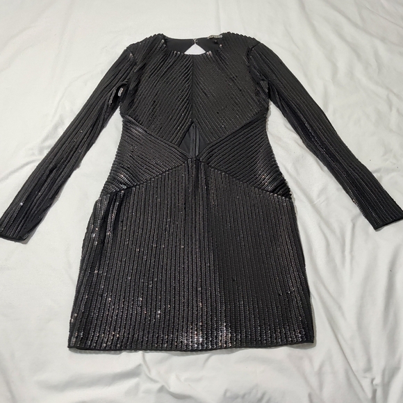 Express Black Sequin Long Sleeve Dress - Picture 4 of 7